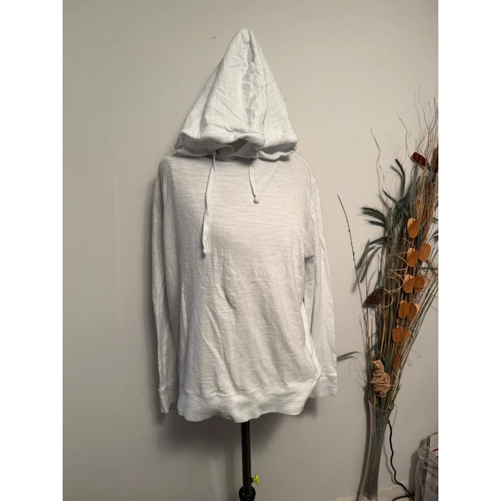 Faherty‎ Organic Cotton Slub Knit Pullover Hoodie White Gray XL Mens Womens